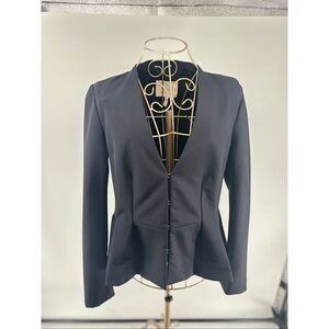 Rebecca Taylor Black Peplum Blazer Jacket Hook Eye Closure Women’s Size 6